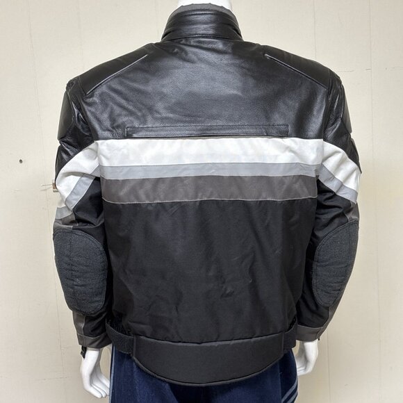 XElement Leather Motorcycle Jacket Mens L Black Reflective Waterproof Zip Liner - Picture 3 of 10